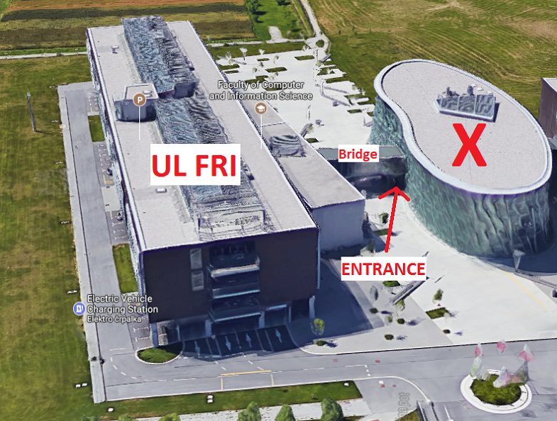 Faculty of Computer and Information Science (UL FRI)
         building (left) and central, X building (right)